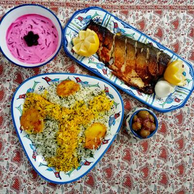 Sabzi-polo with fish